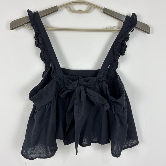 Petal + Pup Black Raye Crop Top Large flowy romantic ruffle feminine boho - Picture 4 of 9